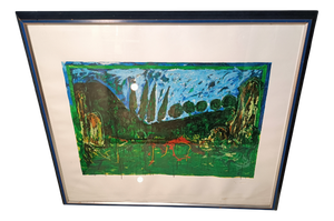Mario Schifano, Landscape, 1970s, Lithograph, Framed
