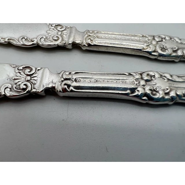 Oneida Vintage Wm Rogers/Oneida Arundel Silver Plated Solid Fruit Knives Circa 1899- Set of 5 For Sale - Image 4 of 8