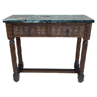 Early 20th Century Spanish Carved Walnut Console Table For Sale