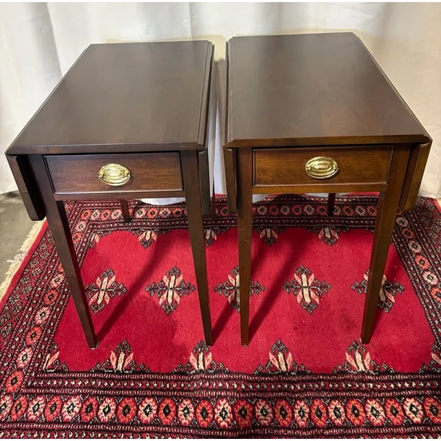 Vintage 1995 Waterford Furniture Makers Cherry Pembroke End Tables — Pair For Sale - Image 10 of 15