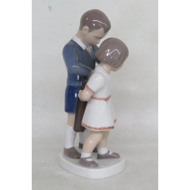 Ceramic Bing and Grondahl 2312 Young Gentleman Boy and Girl Porcelain Figurine For Sale - Image 7 of 9
