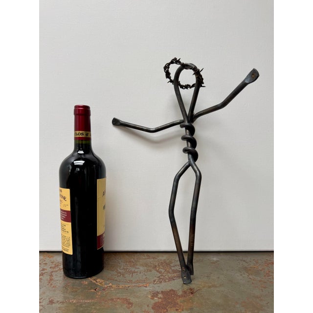 Late 20th Century Hand-Forged Folk Art Crucifix Wire Figure With Barbed Wire Crown For Sale - Image 11 of 11
