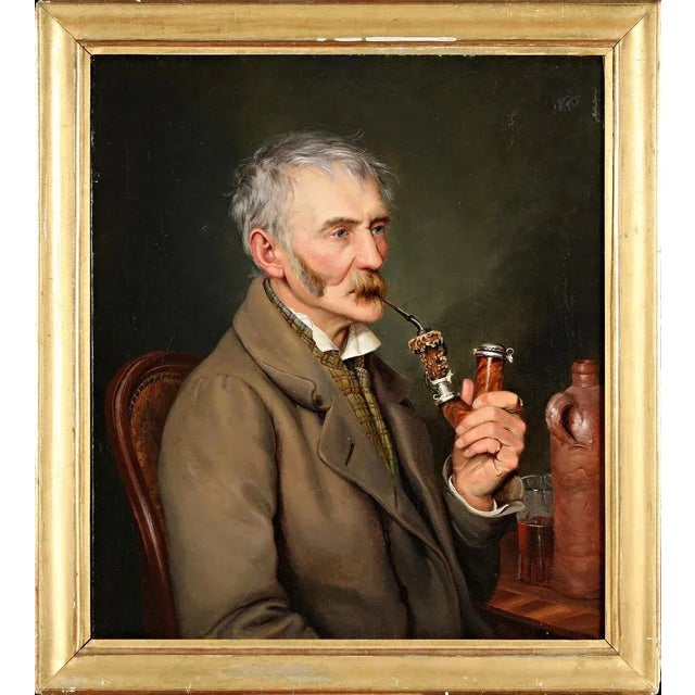 Theodor Leopold Weller, Pipe Smoker, Munich, Mannheim, Oil on Canvas For Sale - Image 4 of 8