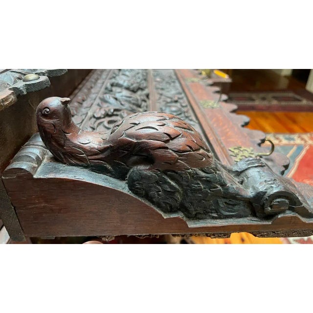 Antique Large French Heavily Carved Oak Coat Rack For Sale - Image 9 of 13