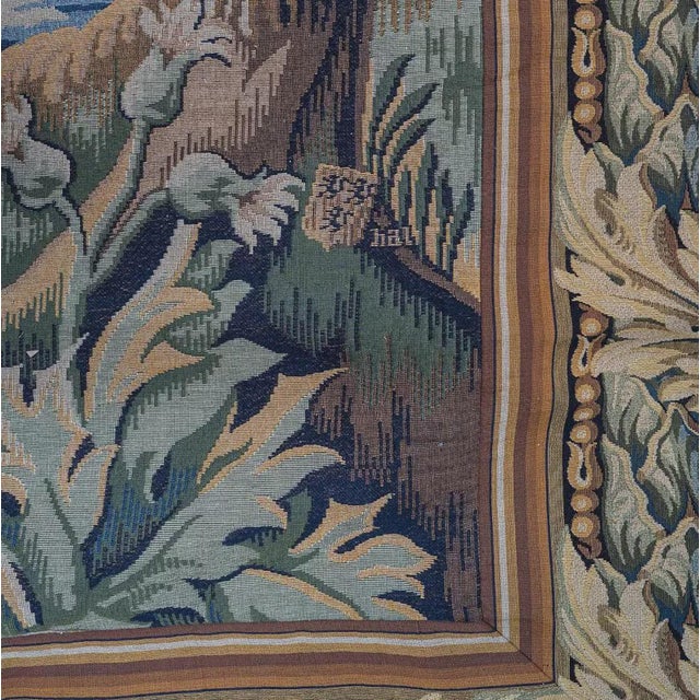 Antique French Verdure Forest Jacquard Aubusson Tapestry For Sale - Image 4 of 7