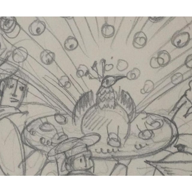 Jean-Emile Laboureur, Peacock, 1937, Pencil on Paper For Sale - Image 4 of 7