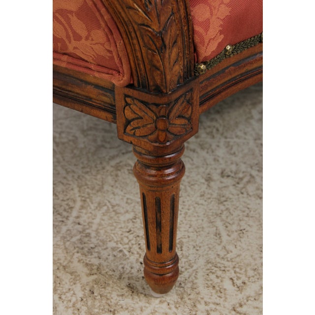 Vintage French Provincial Upholstered Love Seat Settee For Sale - Image 13 of 18