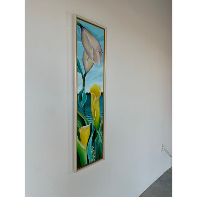 A beautiful and colorful Vintage impressionist still life - calla lilies oil on canvas painting. Unsigned. C,1980's....