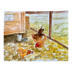 Original Watercolor Painting “Holly’s Chicken Yard”