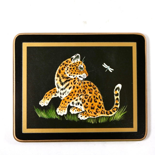 Traditional 1980s Lynn Chase Jaguar Jungle Coasters- Set of 4 For Sale - Image 3 of 10