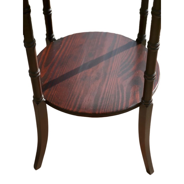 Ornamental & Decorative Materials 1970s Pair Tiered Faux Bamboo Side Tables For Sale - Image 7 of 13