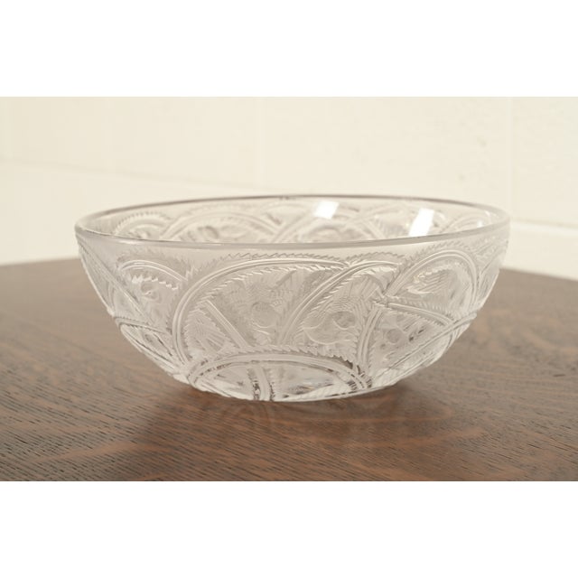 Lalique Lalique "Pinsons" Art Deco Frosted Crystal Glass Bowl For Sale - Image 4 of 14