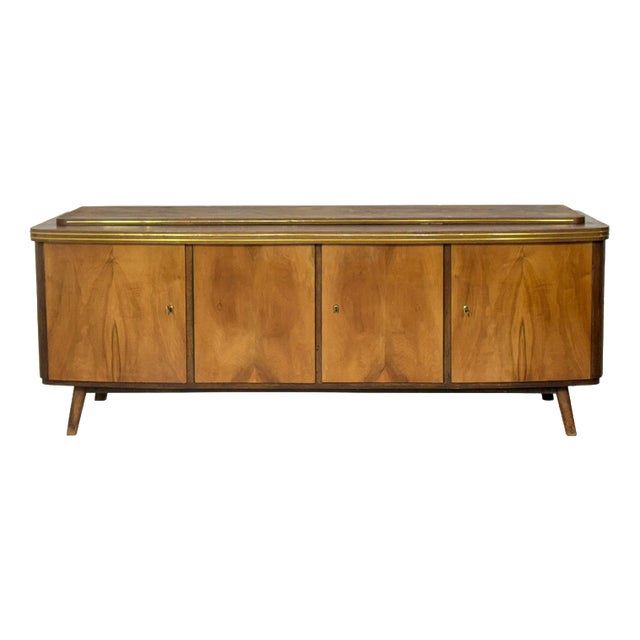 Mid-Century Sideboard in Wood with Gilt Details For Sale