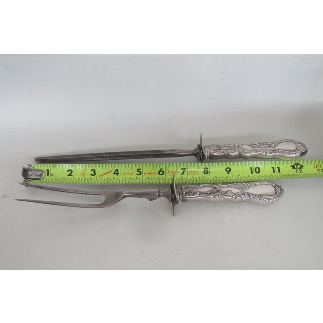 Early 20th Century Gorham Roast Fork and Sharpener Silver Plate 2 pcs For Sale - Image 10 of 12