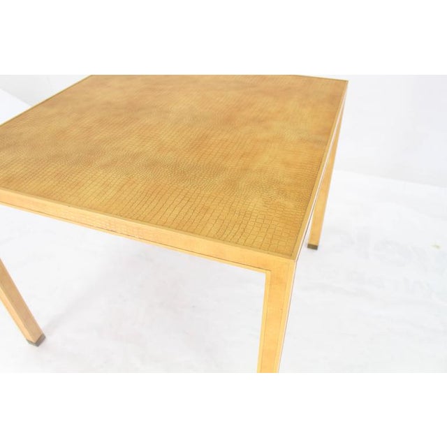 Faux Alligator Crocodile Snake Skin Square Dining Game Table Brass Feet For Sale - Image 6 of 8