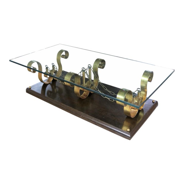 Large Rectangular Glass Top Hollywood Regency Spanish Revival Coffee Table Style of Arturo Pani For Sale