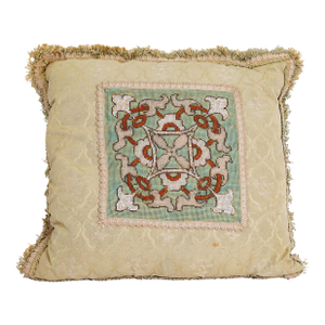 Antique Beaded Celadon Pillow