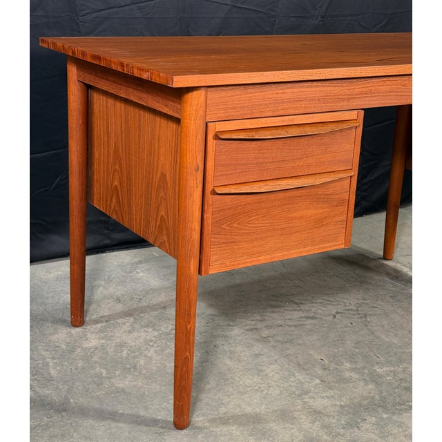 Mid-Century Modern Danish Modern Teak Drop-Leaf Writing Desk With Two Drawers, Denmark, 1960s For Sale - Image 3 of 12