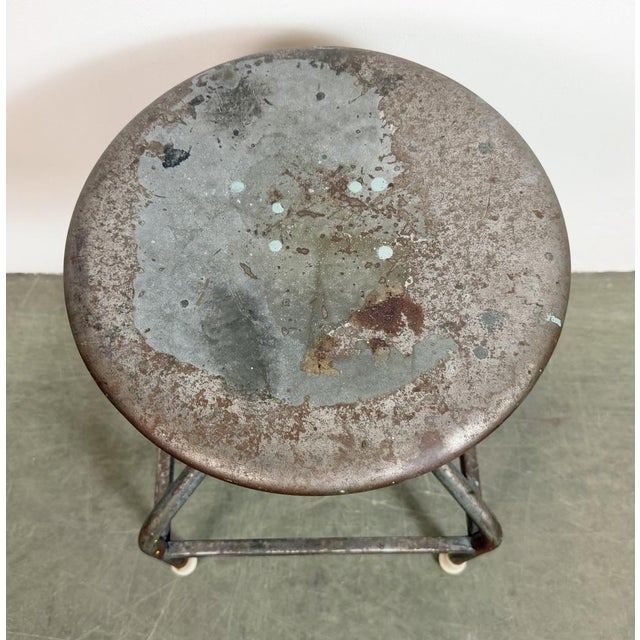 Industrial Iron Adjustable Swivel Stool, 1960s For Sale - Image 10 of 18