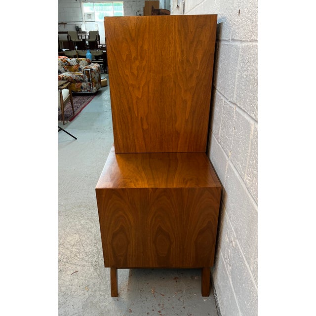Mid-Century Two Piece Walnut and Burl Diamond Front High-Boy Dresser For Sale - Image 11 of 18