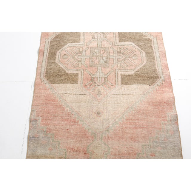 Vintage Pale Orange and Beige Runner Rug For Sale - Image 3 of 11