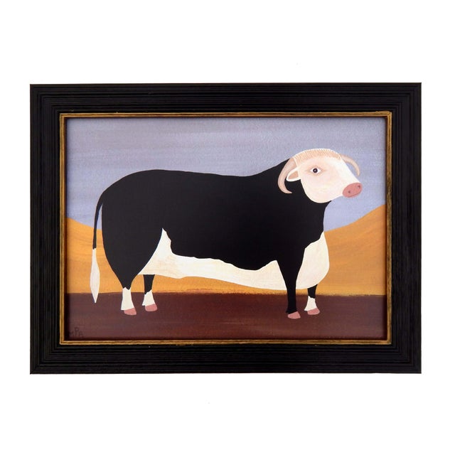 Matt Rix, Naive Style Prize Hereford Bull, Print, Framed For Sale - Image 12 of 12