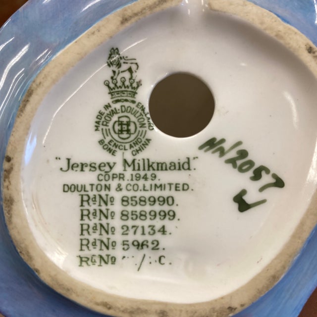 Royal Doulton 1940s Royal Doulton “Jersey Milkmaid” Porcelain Figurine For Sale - Image 4 of 6