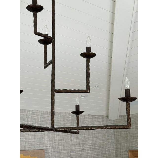 Paul Ferrante Paul Ferrante Aspari Style 7 Cup Bronze Chandelier For Sale - Image 4 of 6