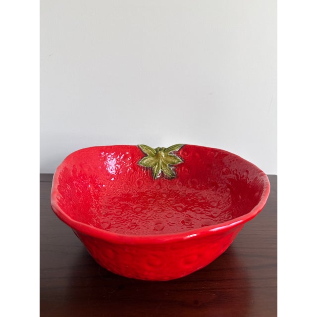 Vintage Italian Ceramic Strawberry Serving Bowl For Sale - Image 4 of 15