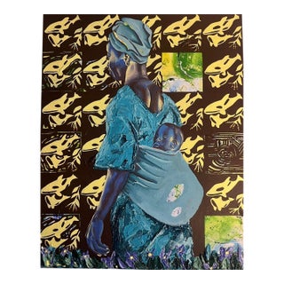 Iya Mi (My Mother) by Victory Anthony Nted (2025) Acrylic and Gouache on Canvas For Sale