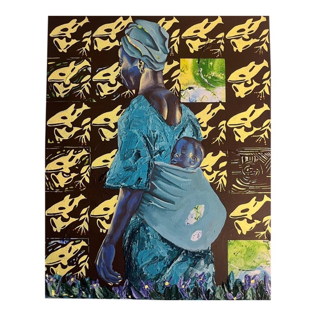 Iya Mi (My Mother) by Victory Anthony Nted (2025) Acrylic and Gouache on Canvas For Sale