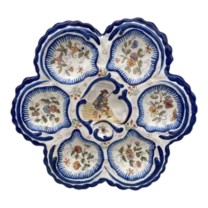 19th Century French Faience Breton Oyster Plate Malicorne