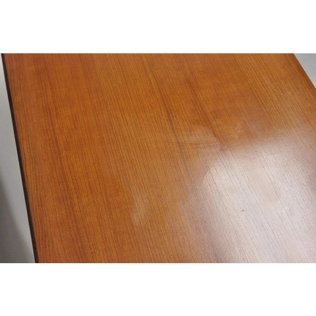 Brown Vintage Mid Century Modern Walnut Brass Base Modernist Kneehole Writing Desk For Sale - Image 8 of 12