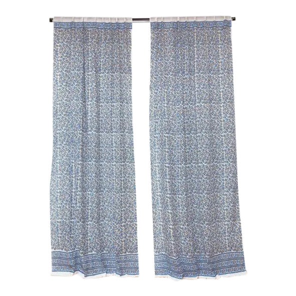 Anna 45" X 84" Blue Curtain For Sale