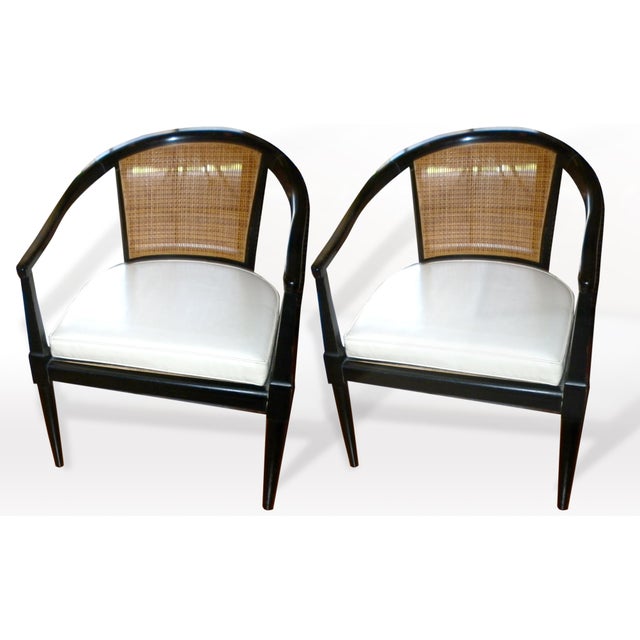 Black Lacquered Cane Chairs A Pair Chairish