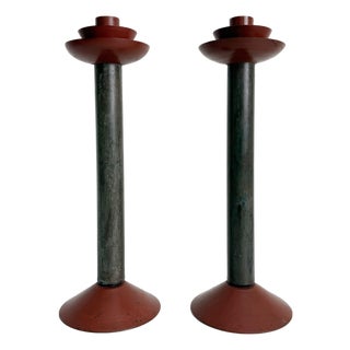 Postmodern Memphis Milano Style Candle Holders, a Pair, Late 20th Century For Sale
