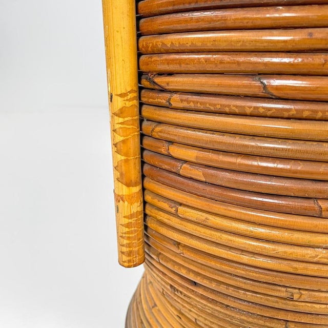 Mid-Century Modern Italian Round Rattan Umbrella Stand with Handle, 1960s For Sale - Image 12 of 18