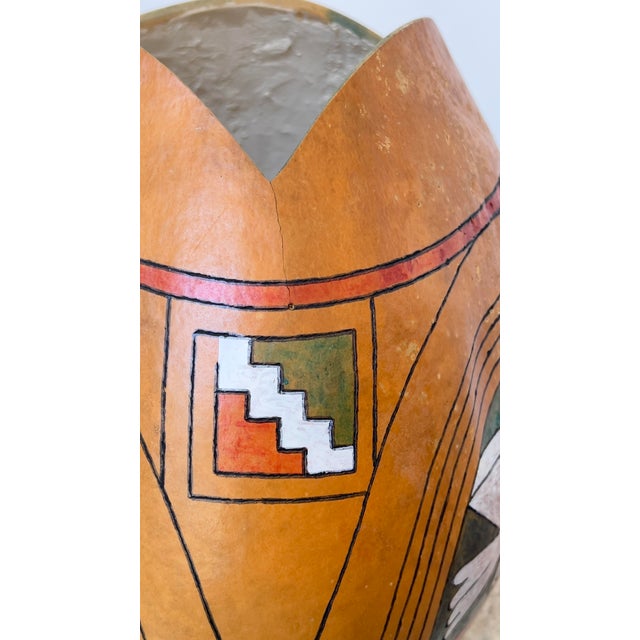 Goldenrod Large 1996 Signed Native American Gourd Vessel by Brad Hawiyeh-Ehi For Sale - Image 8 of 9