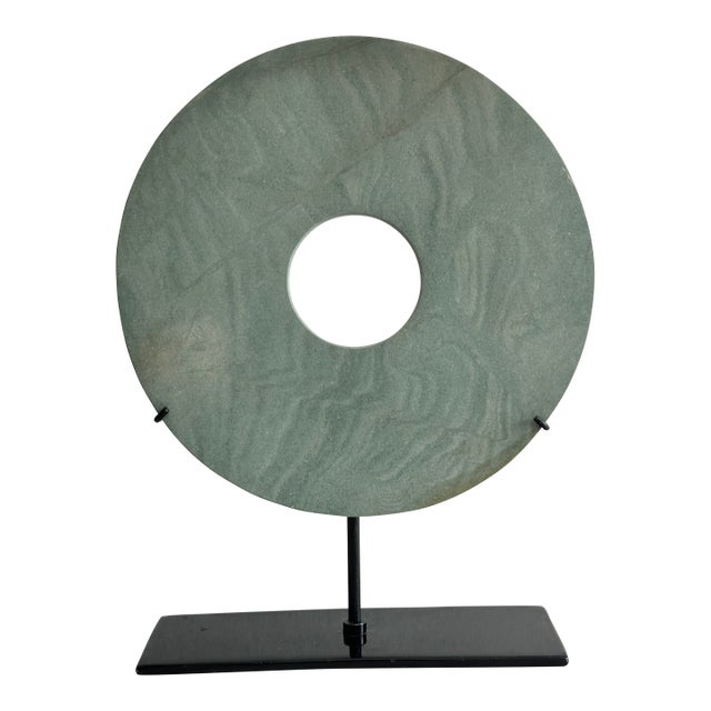 Marble Disc Sculpture on Stand For Sale