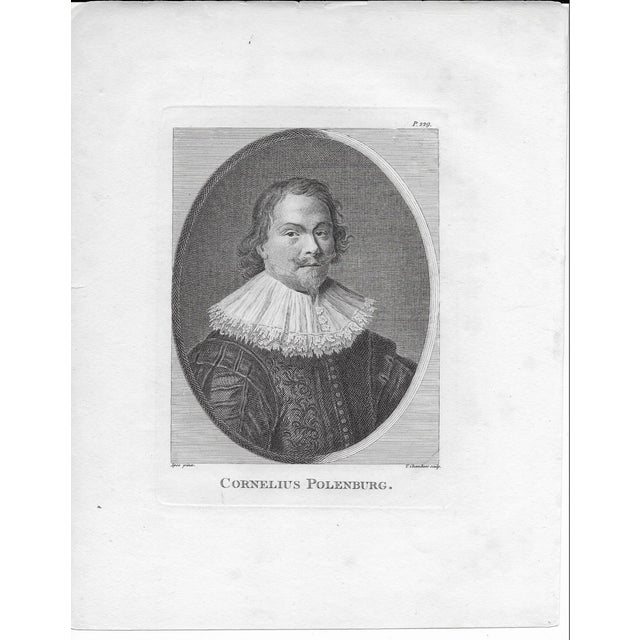 18th century engraving portrait of the Dutch artist Cornelius Polenburg / Cornelius Van Poelenburgh / Cornelius Van...