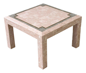 Postmodern Pink Marble Coffee Table with Brass Inlay, Italy, 1980s
