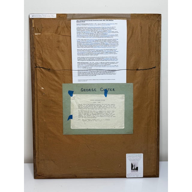 American Oil Painting Civil War Portrait General George Custer 1863 After Benjamin Brady, Framed For Sale - Image 4 of 12