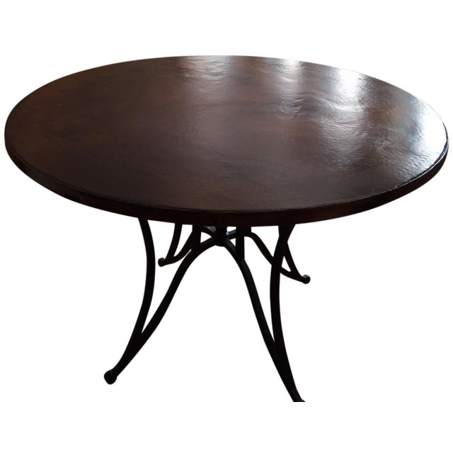 Arhaus Round Copper Top & Iron Base Dining Table Chairish