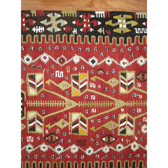 Mid 20th Century Geometric Turkish Kilim - 3'7" x 5'5" For Sale In New York - Image 6 of 6