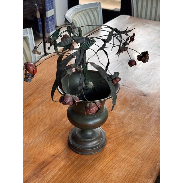 Pair of Tole Flower-Filled Urns For Sale - Image 4 of 6