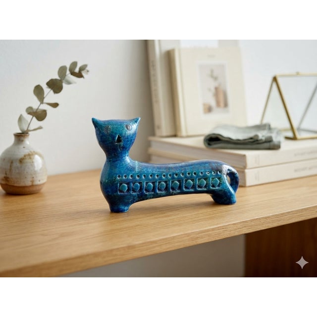 Mid-Century Modern Rimini Blu Cat Figurine by Aldo Londi for Bitossi, 1960s For Sale - Image 3 of 9