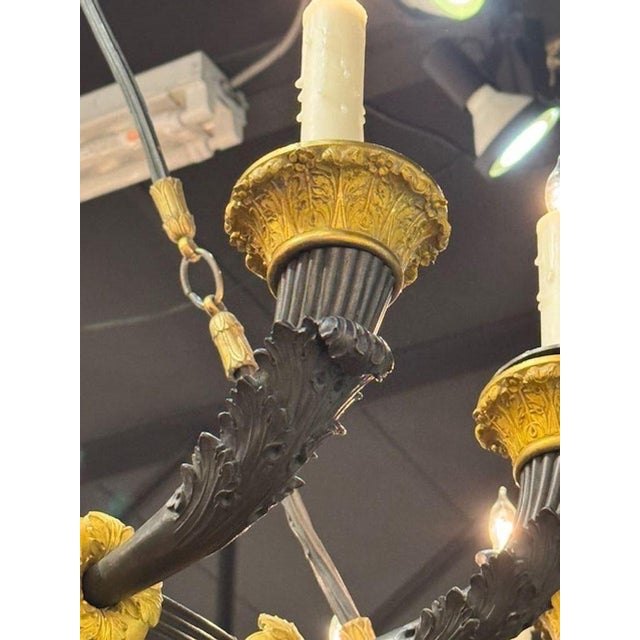 19th Century French Large Scale Bronze Empire Style Chandelier With 16 Lights For Sale In Dallas - Image 6 of 8