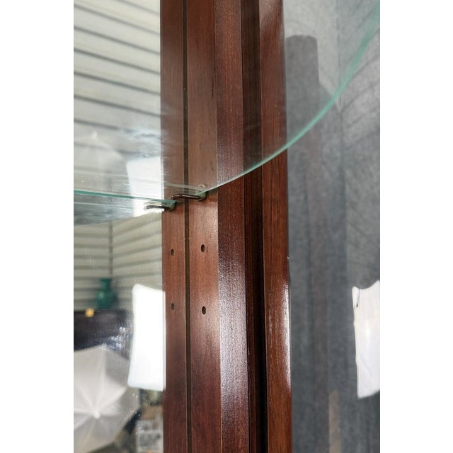 American Late 20th Century Pulaski Cherry Bow Front Curio Cabinet For Sale - Image 3 of 15