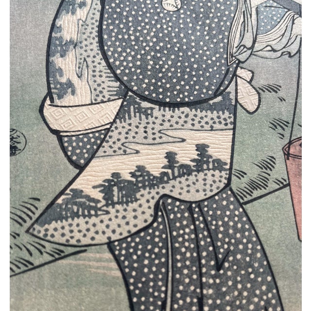 Printmaking Materials "Plovers at Tamagawa" From "Six Jewel Rivers" - Woodblock Print by Kubo Shunman For Sale - Image 7 of 9