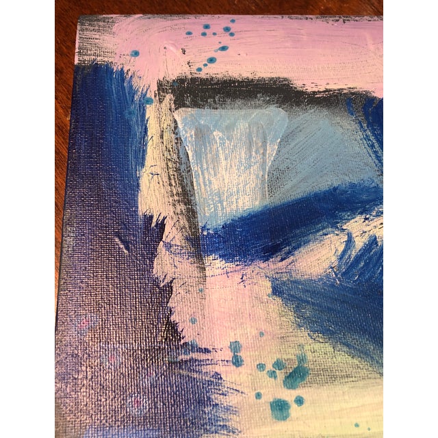 Blue Contemporary Small Abstract Painting by Cassandra Auker. Acrylic on Stretched Canvas “Energy and Matter” For Sale - Image 8 of 12